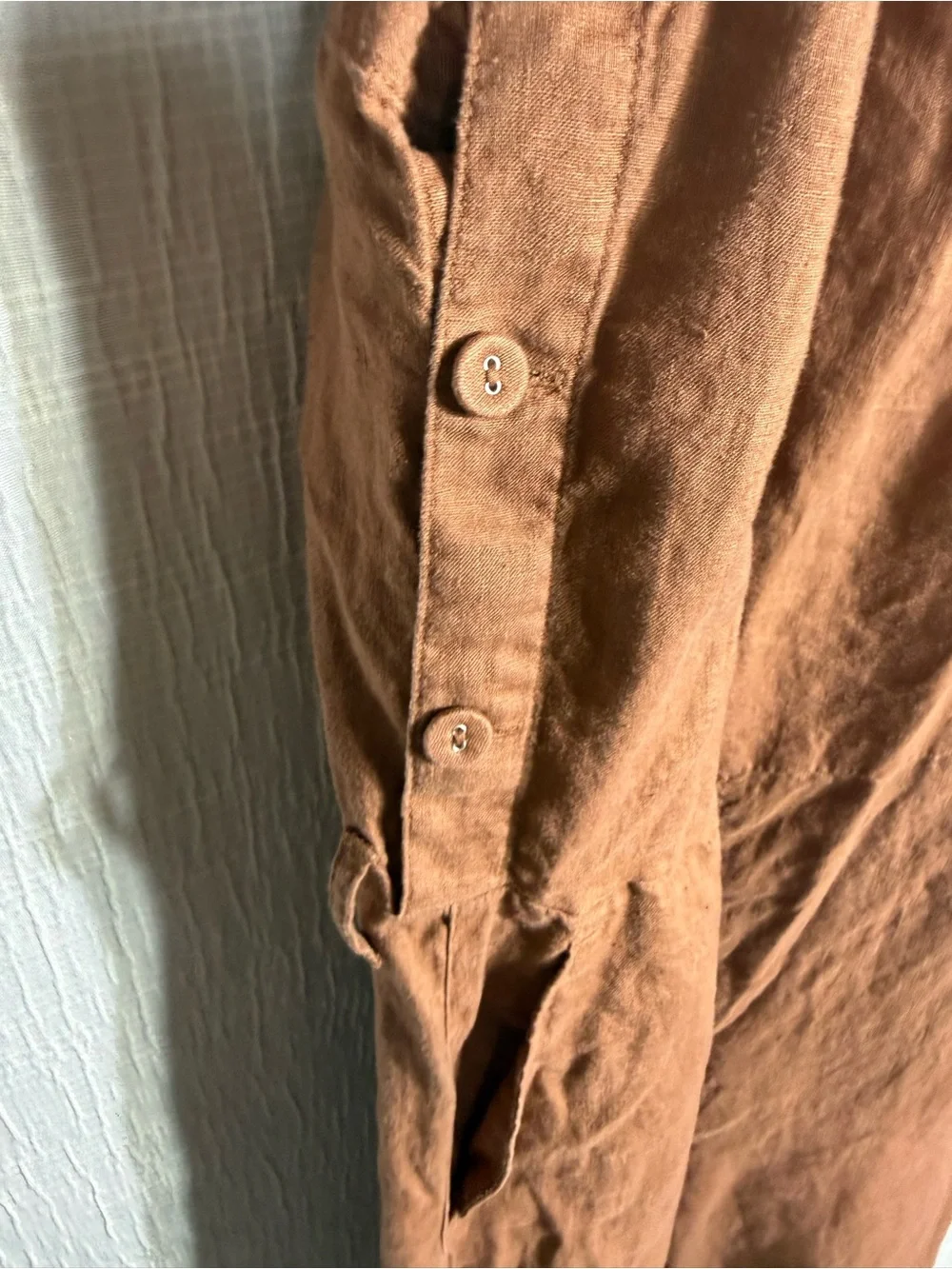 Everlane The Linen Side-Button Jumpsuit Brown Size 4 Wide leg Quiet luxury Chic